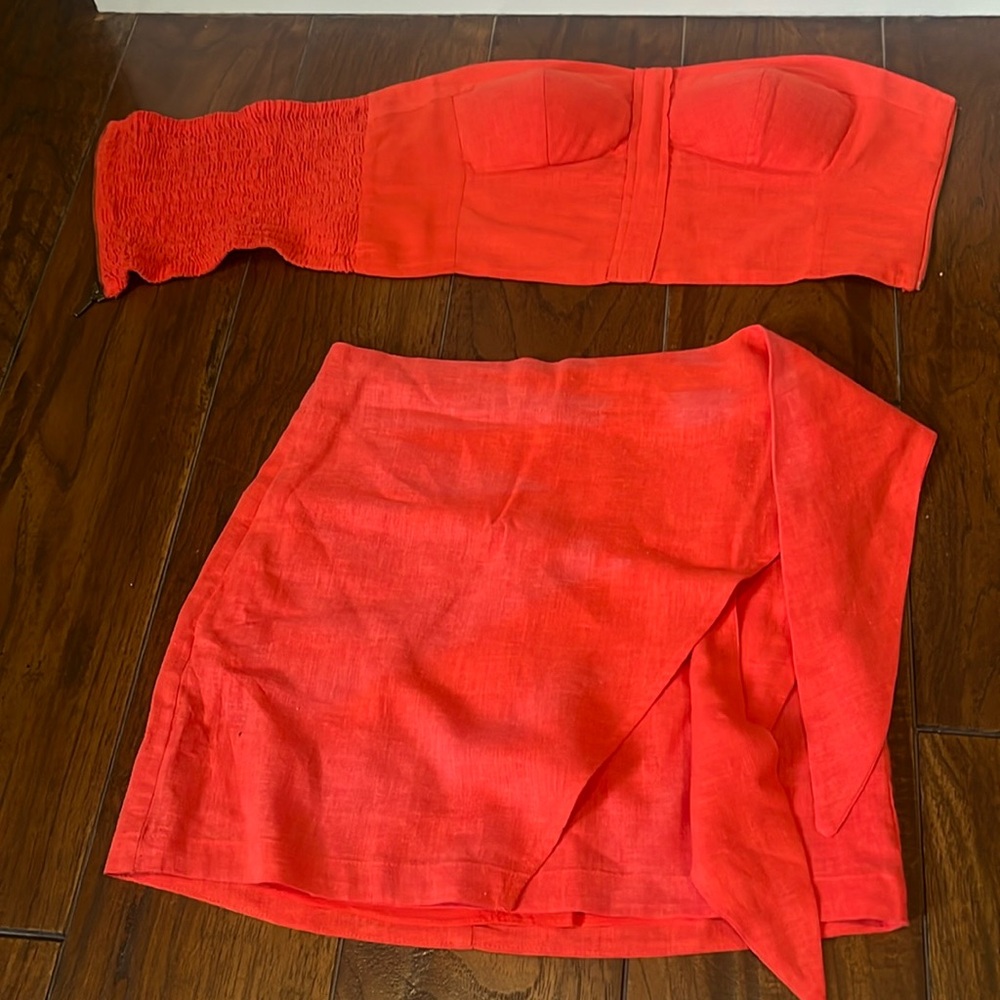 XS linen tube top and skirt